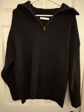 Black Half-Zip Knit Sweater